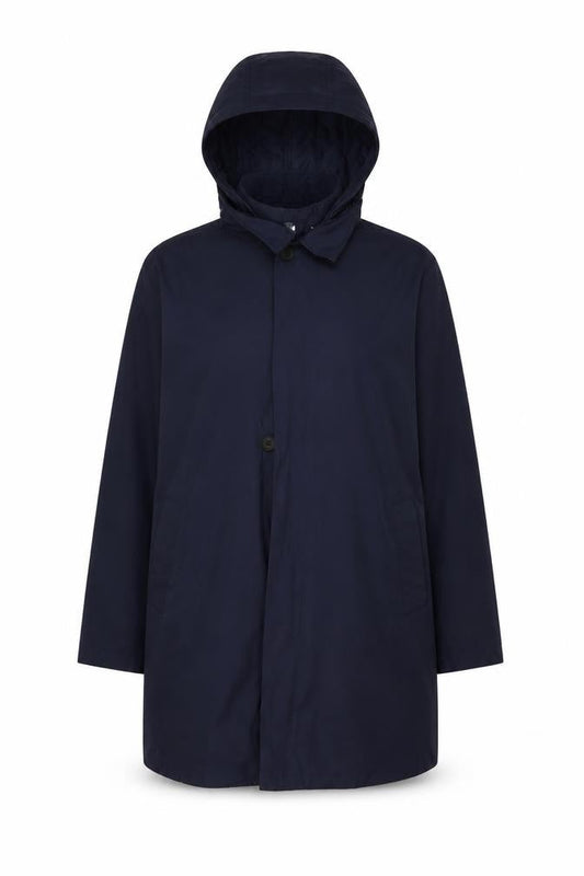 Bellfield Men's Blue Hooded Rain Coat Jacket L