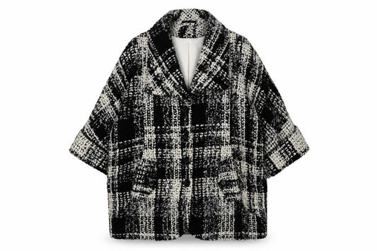 Per Una Women's Black Check Mid-Length Overcoat