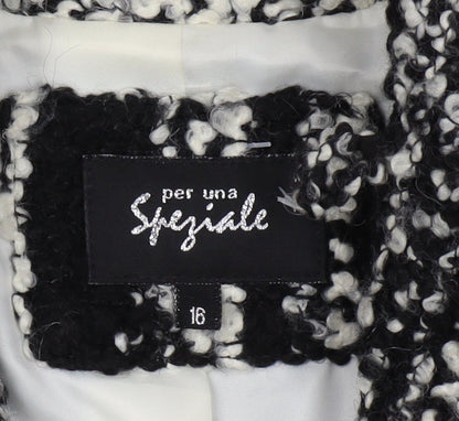 Per Una Women's Black Check Mid-Length Overcoat