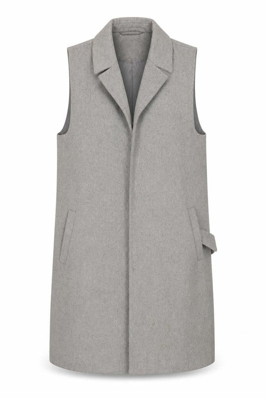 New Look Women's Grey Long Waistcoat UK 12 Sleeveless
