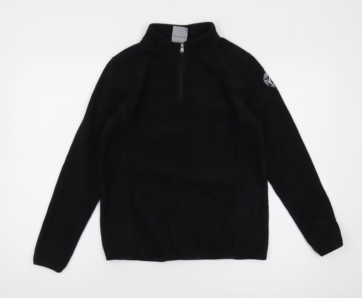 Additional front view of TOG24 boys’ black fleece 1/4 zip hoodie, size 13, years