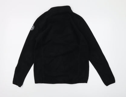 Back view of TOG24 boys’ black fleece 1/4 zip hoodie, size 13, years