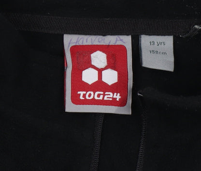 Close-up detail of TOG24 boys’ black fleece 1/4 zip hoodie, size 13, years