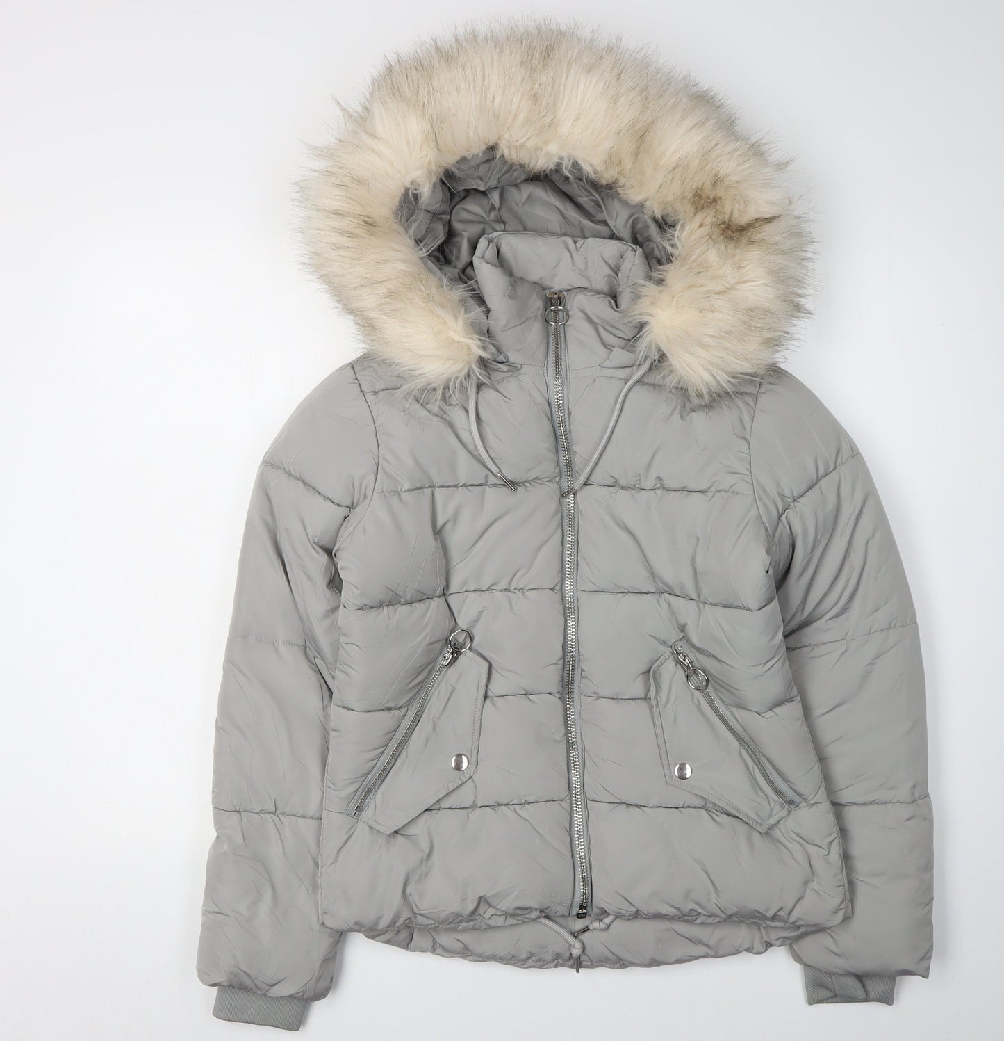 Topshop Women's Grey Puffer Jacket Size 4 Winter