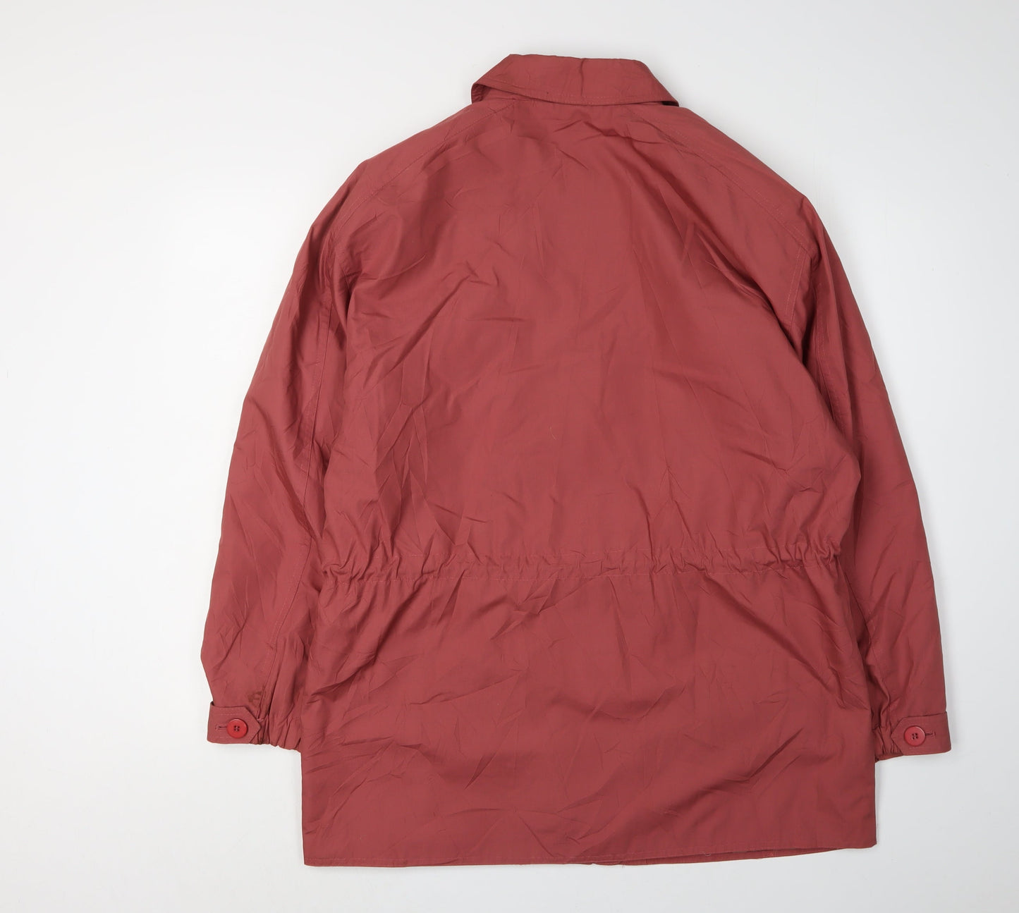 Women's Red Parka Coat UK 14 Casual Button Closure