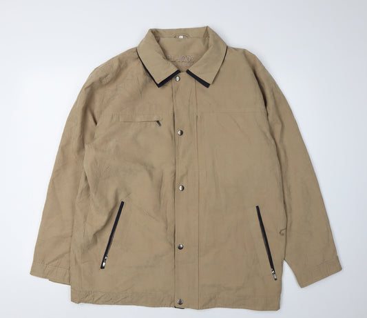 PL-MODE Men's Beige Satin Jacket, L, Collared & Zipped Pockets