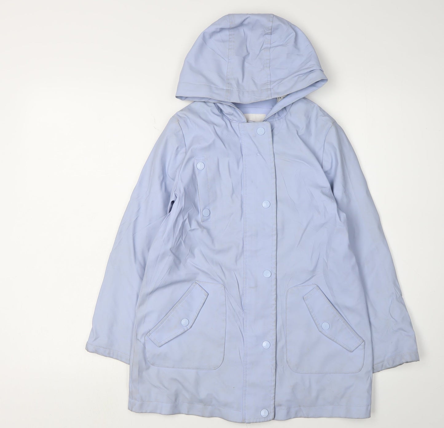 Jasper Conran Girls Blue Rain Coat 9-10 Years Hooded Lightweight