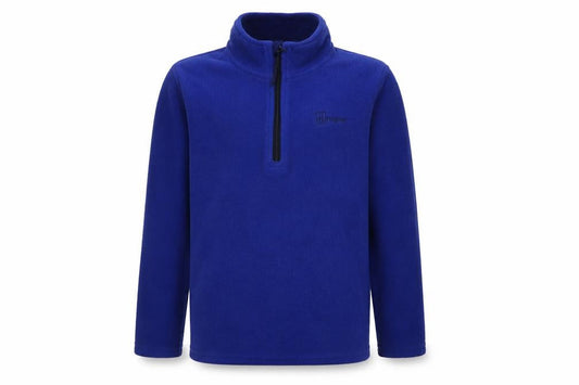 Front view of Hi Gear boys’ blue fleece 1/4 zip jersey 7-8 years