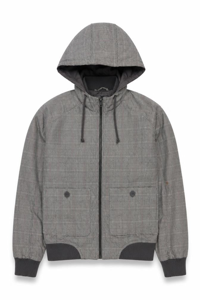 Topman Men's Grey Check Hooded Jacket XS