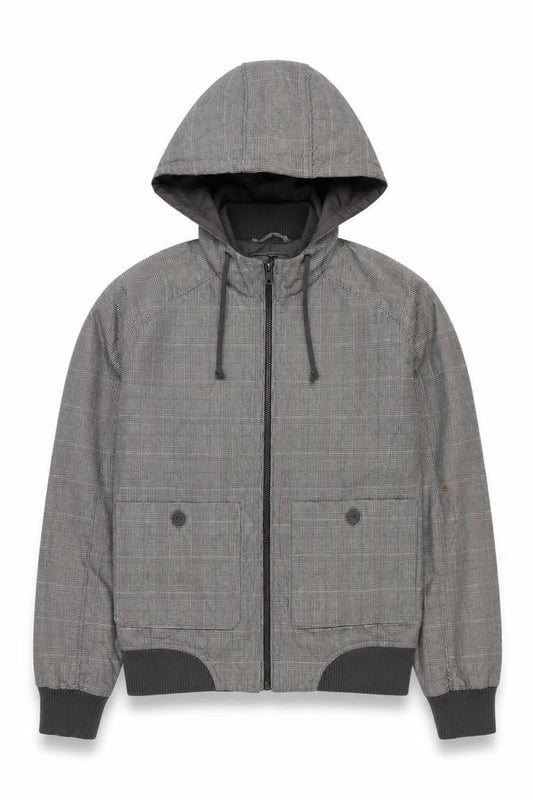 Topman Men's Grey Check Hooded Jacket XS