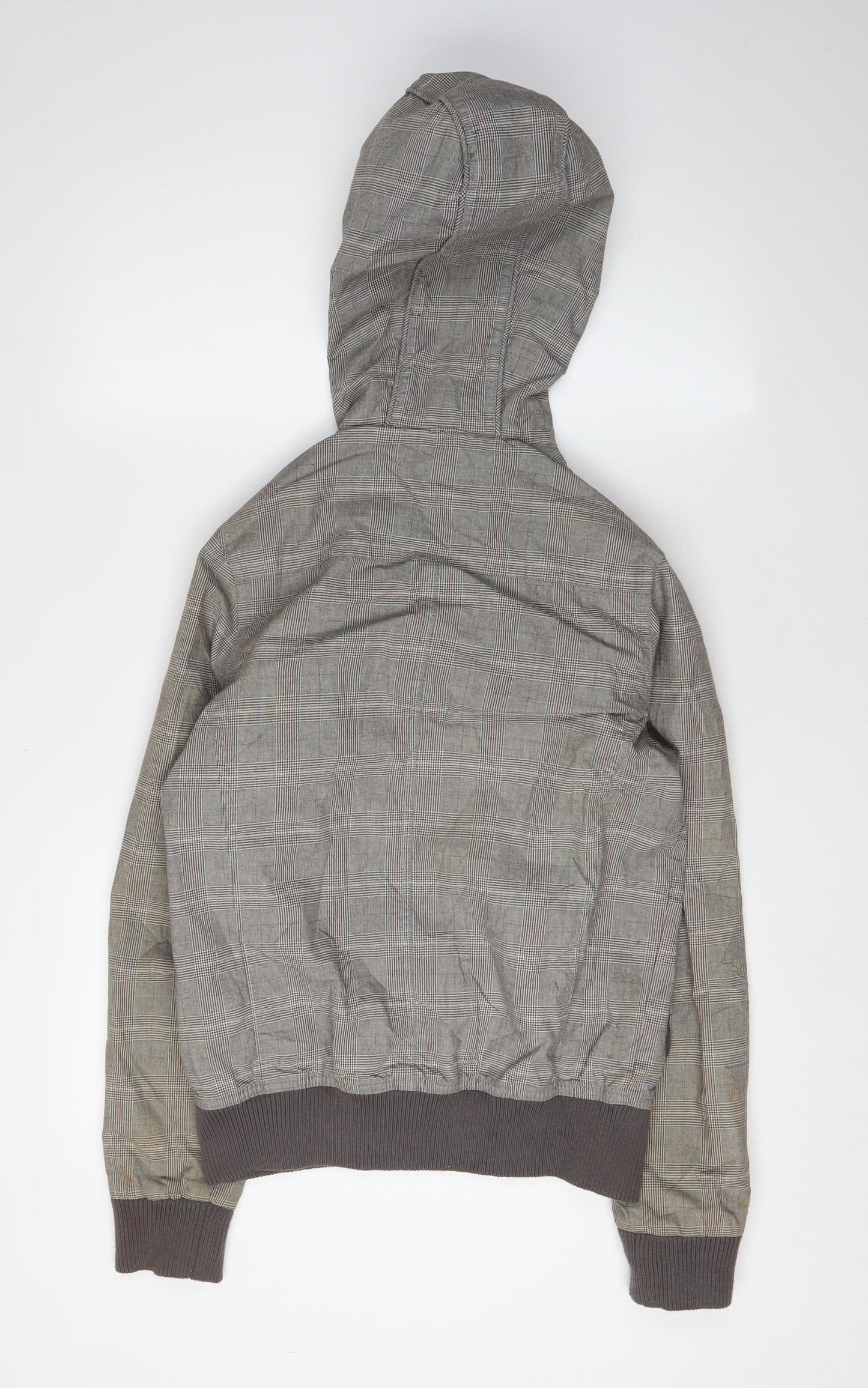 Topman Men's Grey Check Hooded Jacket XS