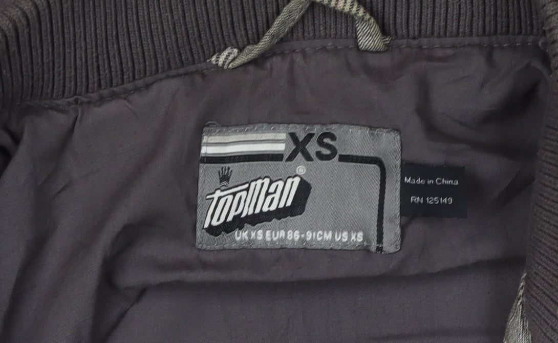 Topman Men's Grey Check Hooded Jacket XS