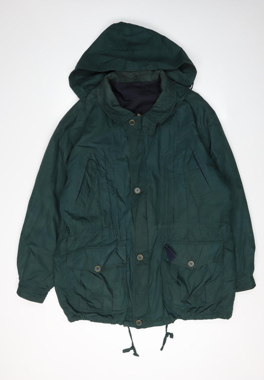 Casual Club Men's Green Parka Jacket L Hooded Outdoor