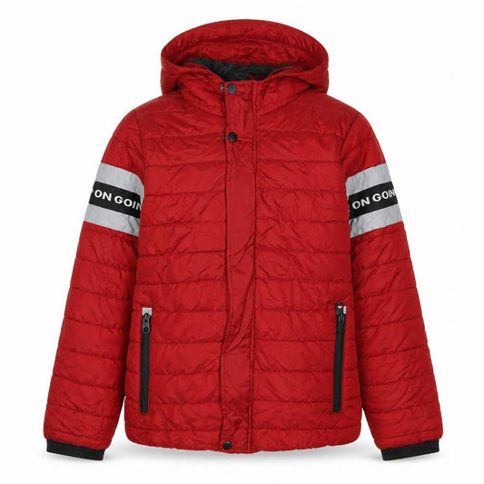 Front view of LC Waikiki boys’ red puffer jacket 12-13 years hooded
