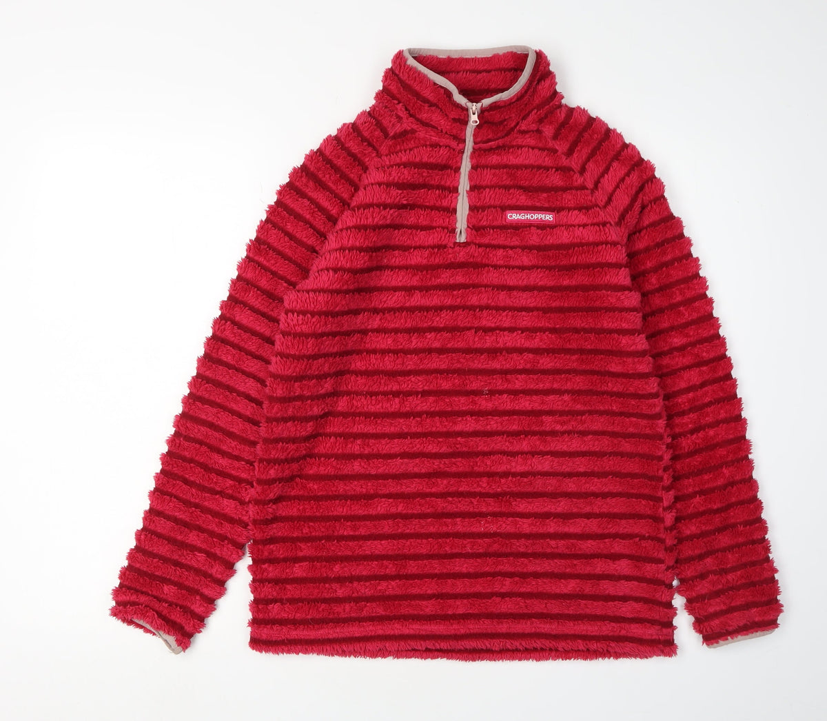 Additional front view of Craghoppers girls’ red 1/4 zip jacket, age 13 years, polyester