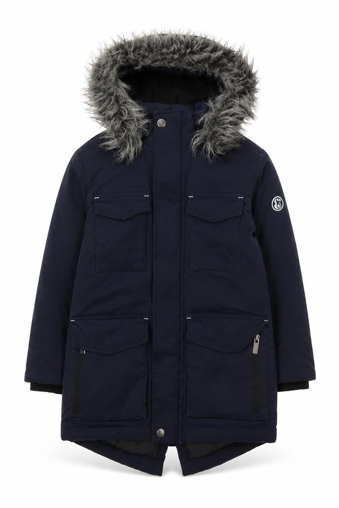 Lola & Maverick Girls Blue Hooded Parka Coat Size 7 Years