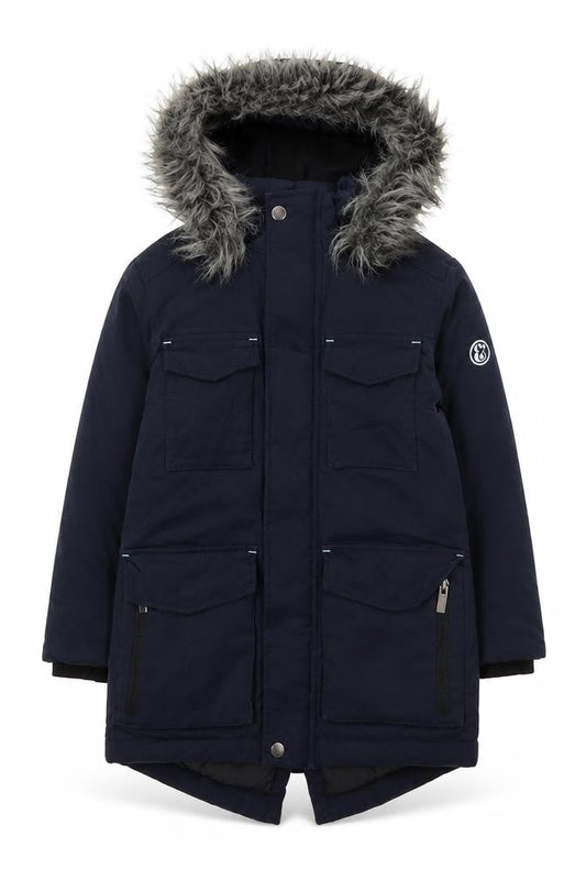 Lola & Maverick Girls Blue Hooded Parka Coat Size 7 Years