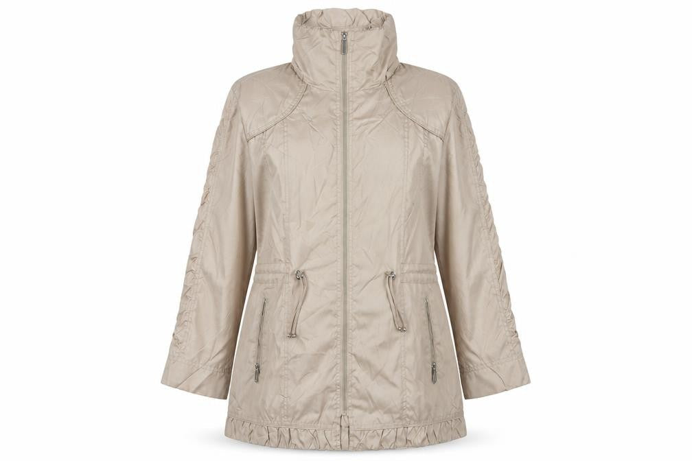 Tagg Women's Beige Long Jacket with Full Zip Size 1