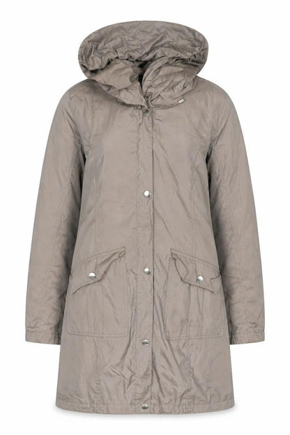 Utex Women's Beige Parka Coat S Hooded Casual