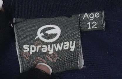 Close-up detail of Sprayway boys’ black fleece jacket, size 12, full zip