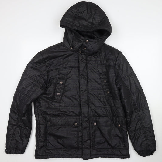 Allen Solly Women's Black Hooded Puffer Jacket XL