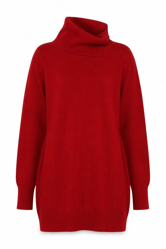 Marks & Spencer Women's Red Roll Neck Tunic Jumper Size 8