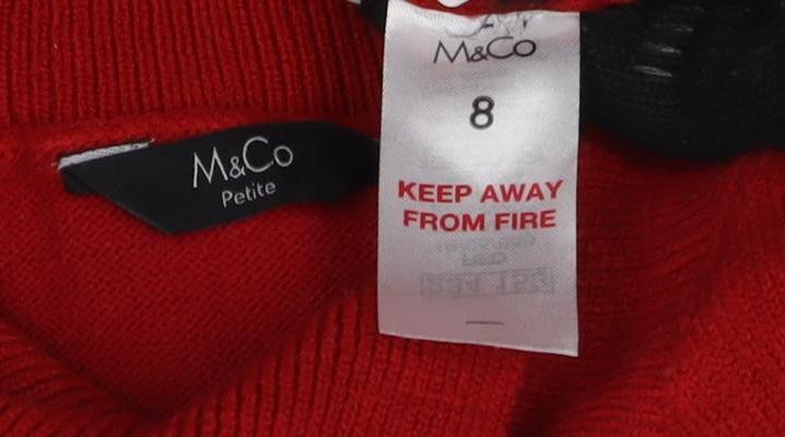 Marks and Spencer Women's Red Roll Neck Tunic Jumper Size 8