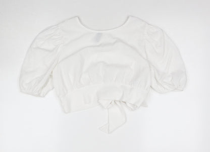 H&M Women's White Cropped Blouse - Size M