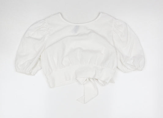 H&M Women's White Cropped Blouse - Size M