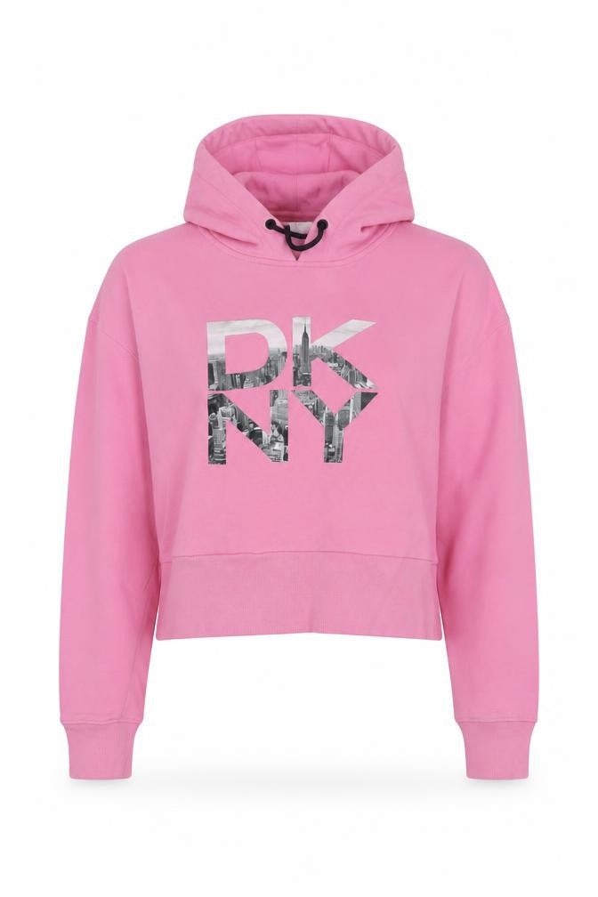 DKNY Women's Pink Hooded Pullover Hoodie XS