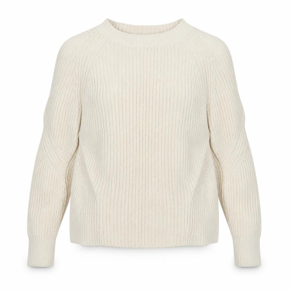 Women's Ivory Mock Neck Cotton Pullover Jumper - S