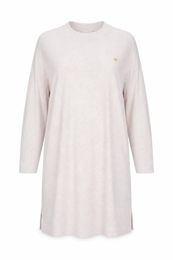 Damart Women's Beige Chemise Dress - Size L, Knit Fabric