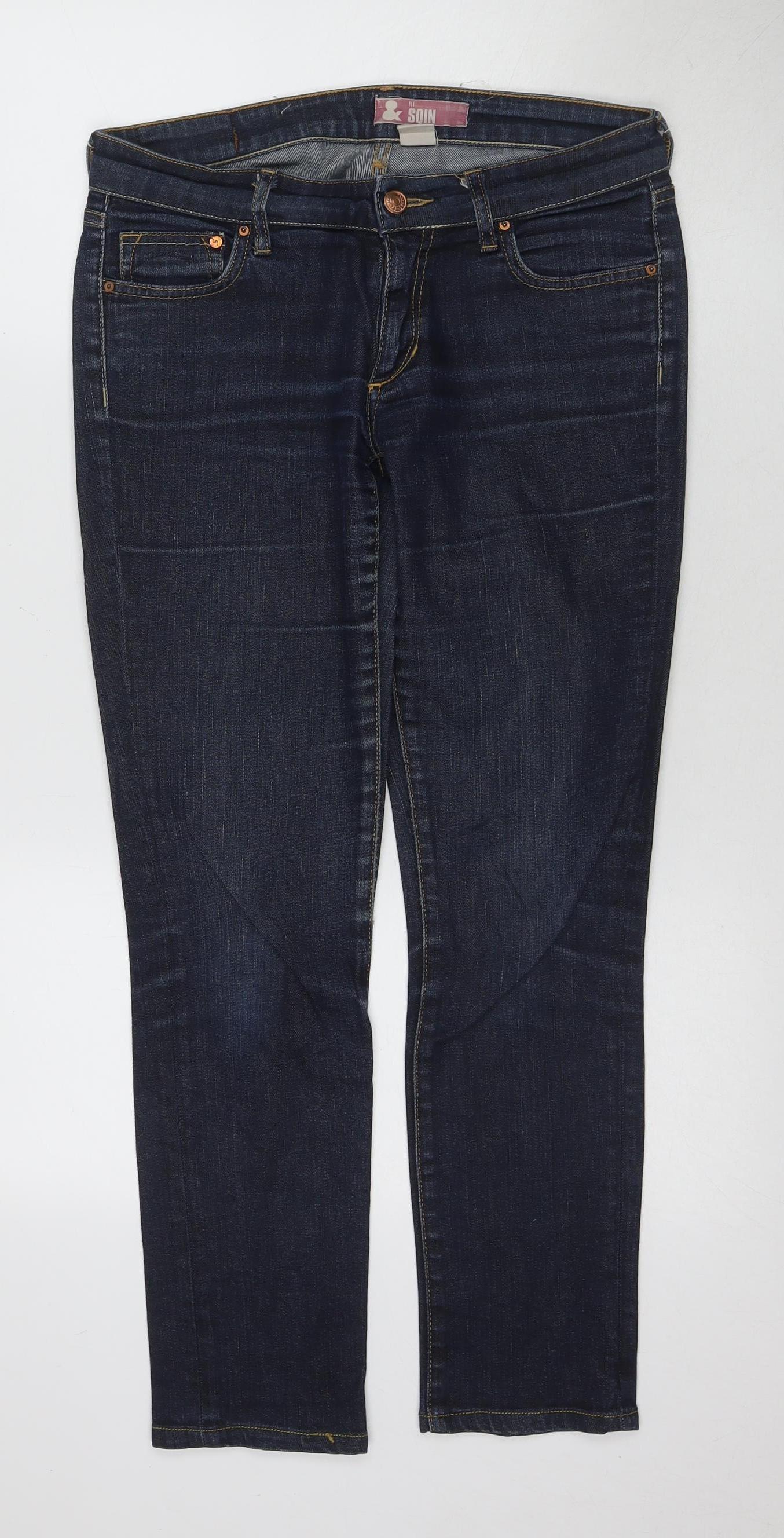 SQIN Women's Slim Fit Dark Blue Denim Jeans Size 1