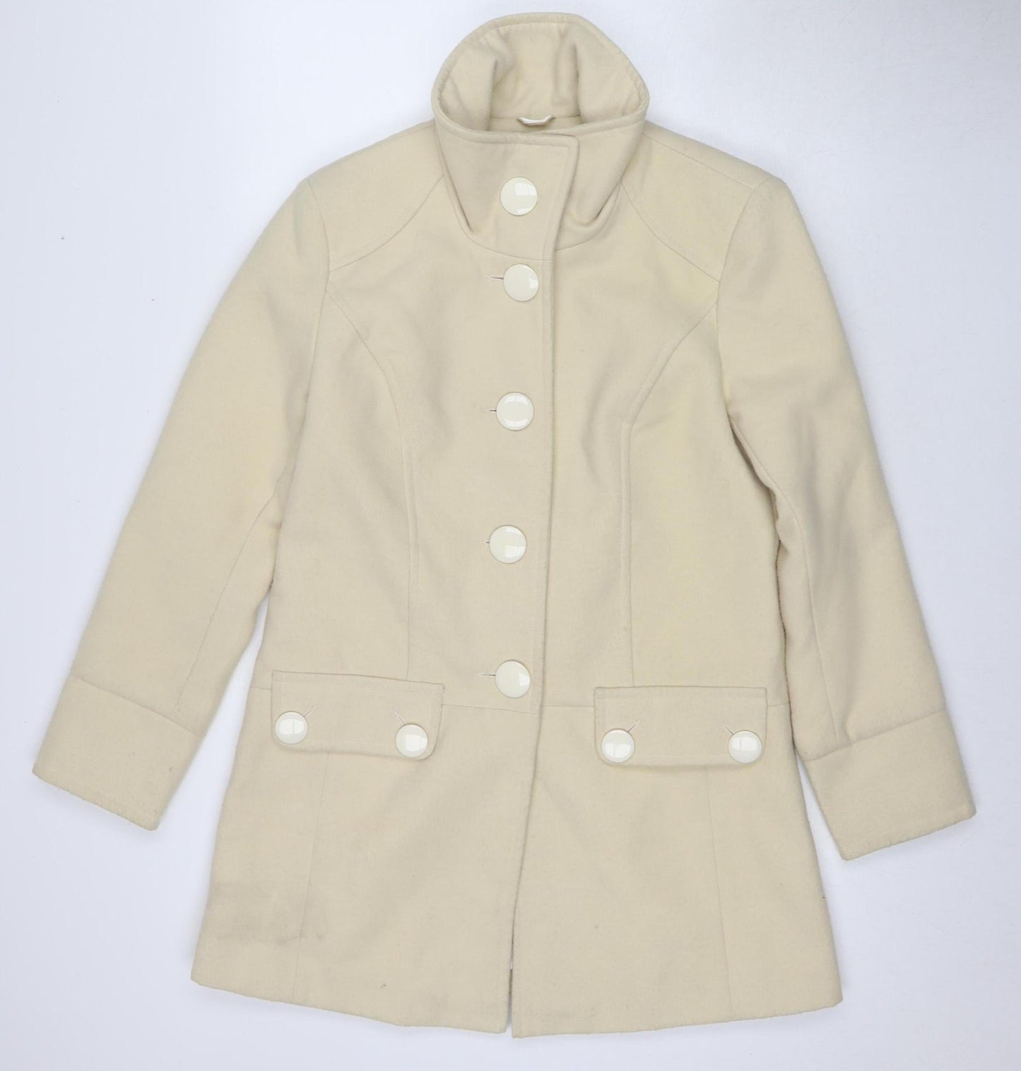 création L Women's Beige Mid-Length Overcoat Size 12