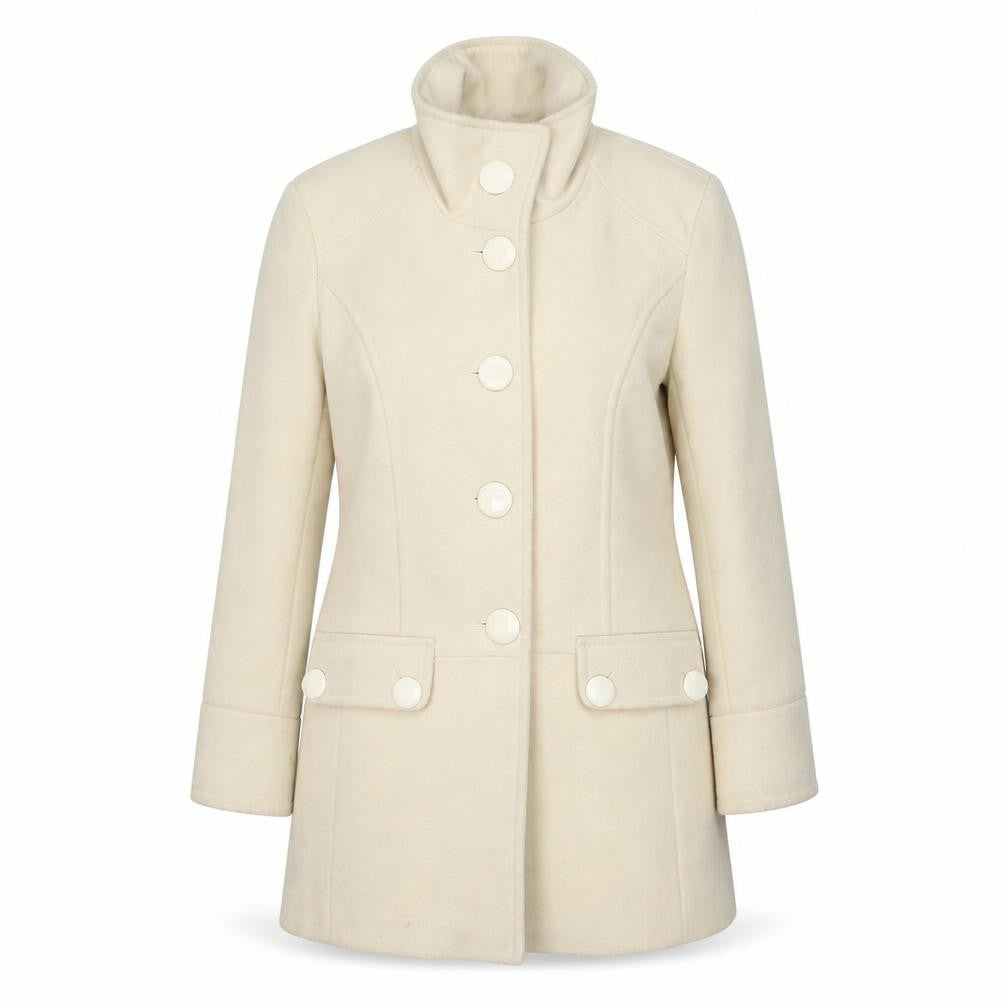 création L Women's Beige Mid-Length Overcoat Size 12