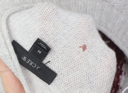 Brand and care label for J.Crew Women's Grey Wool jumper, M, Animal Print