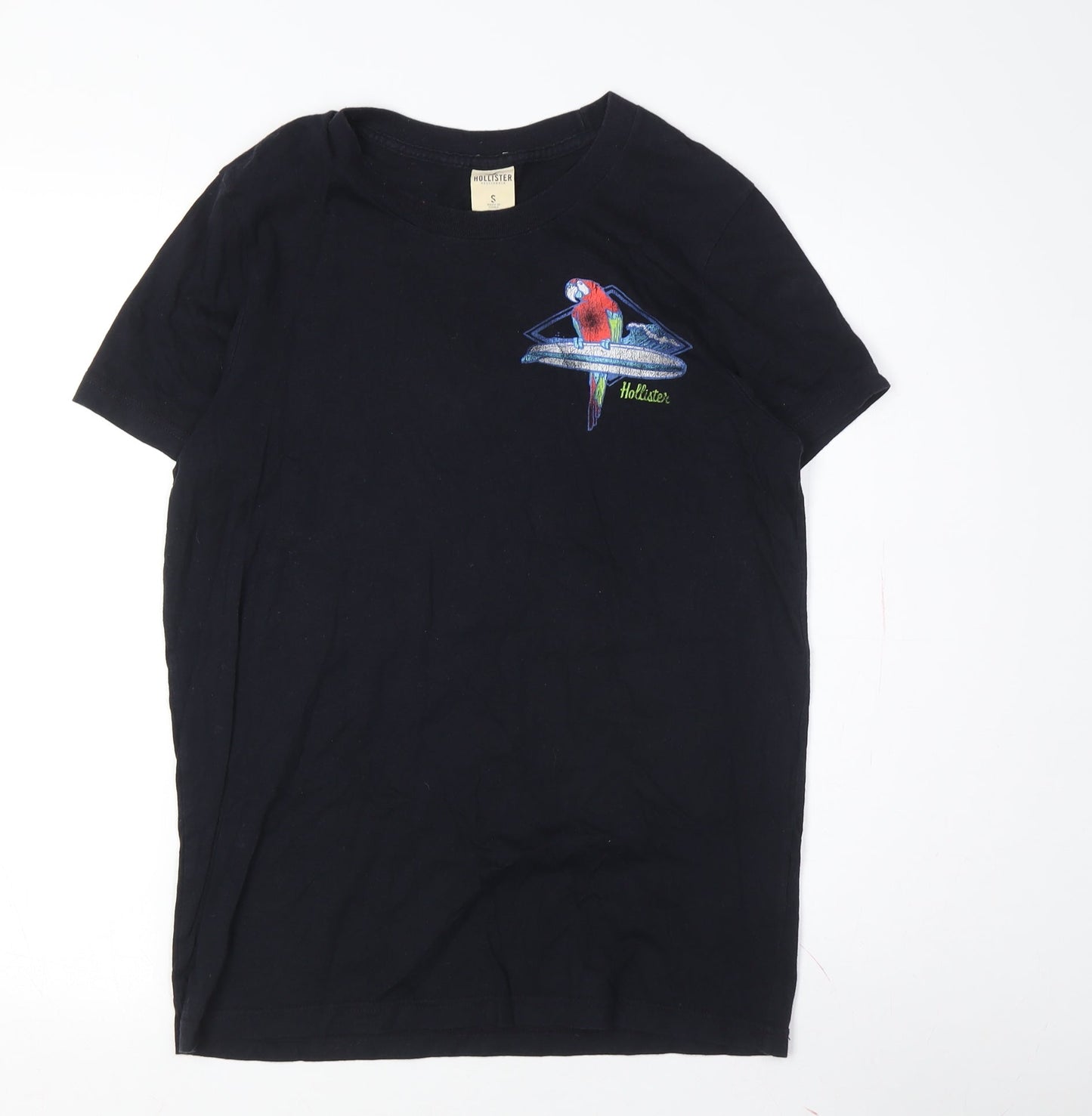 Hollister Black Embroidered T-Shirt Unisex S