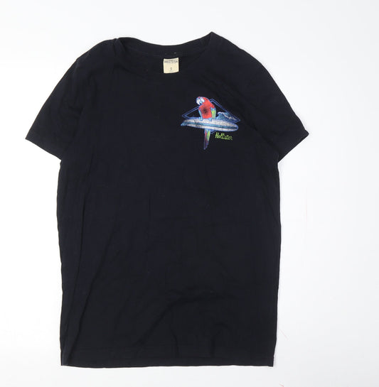 Hollister Black Embroidered T-Shirt Unisex S