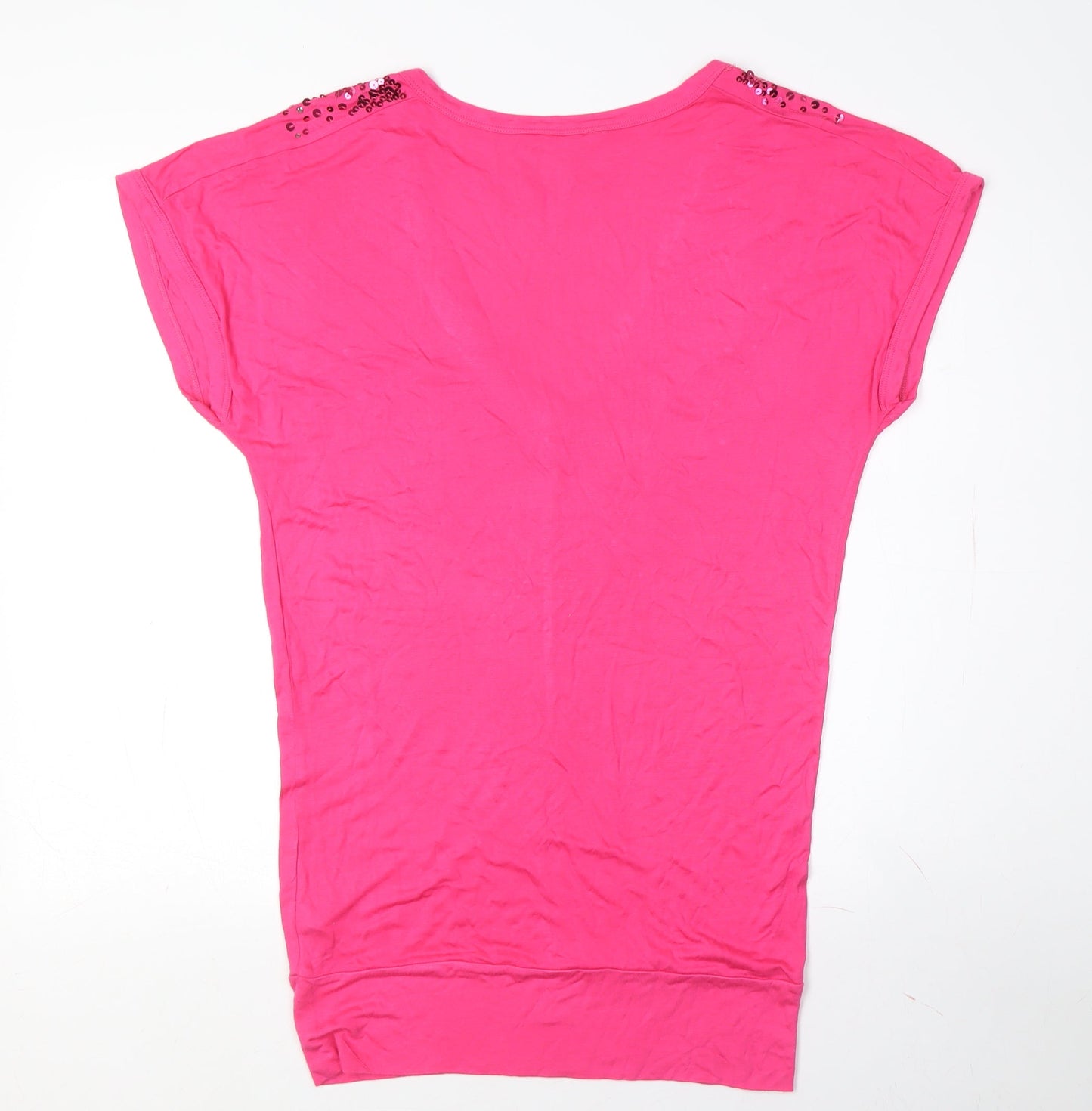 Red Herring Women's Pink Sequin V-Neck T-Shirt