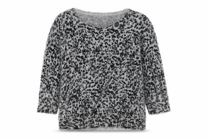 David Emanuel Women's Grey Animal Print Pullover Jumper