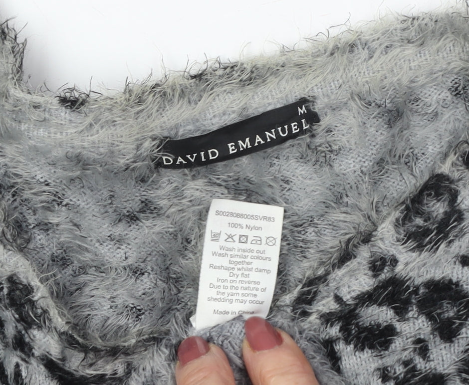 David Emanuel Women's Grey Animal Print Pullover Jumper
