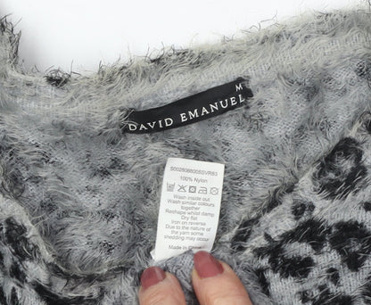 David Emanuel Women's Grey Animal Print Pullover Jumper