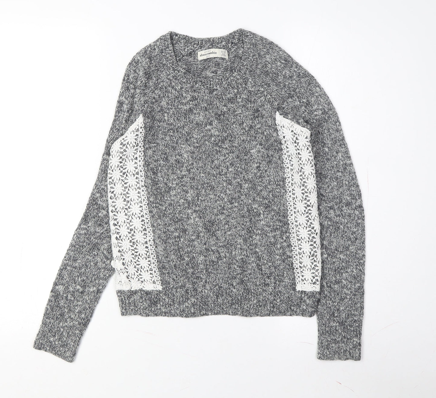 Abercrombie Women's Grey Lace Knit Pullover Jumper L