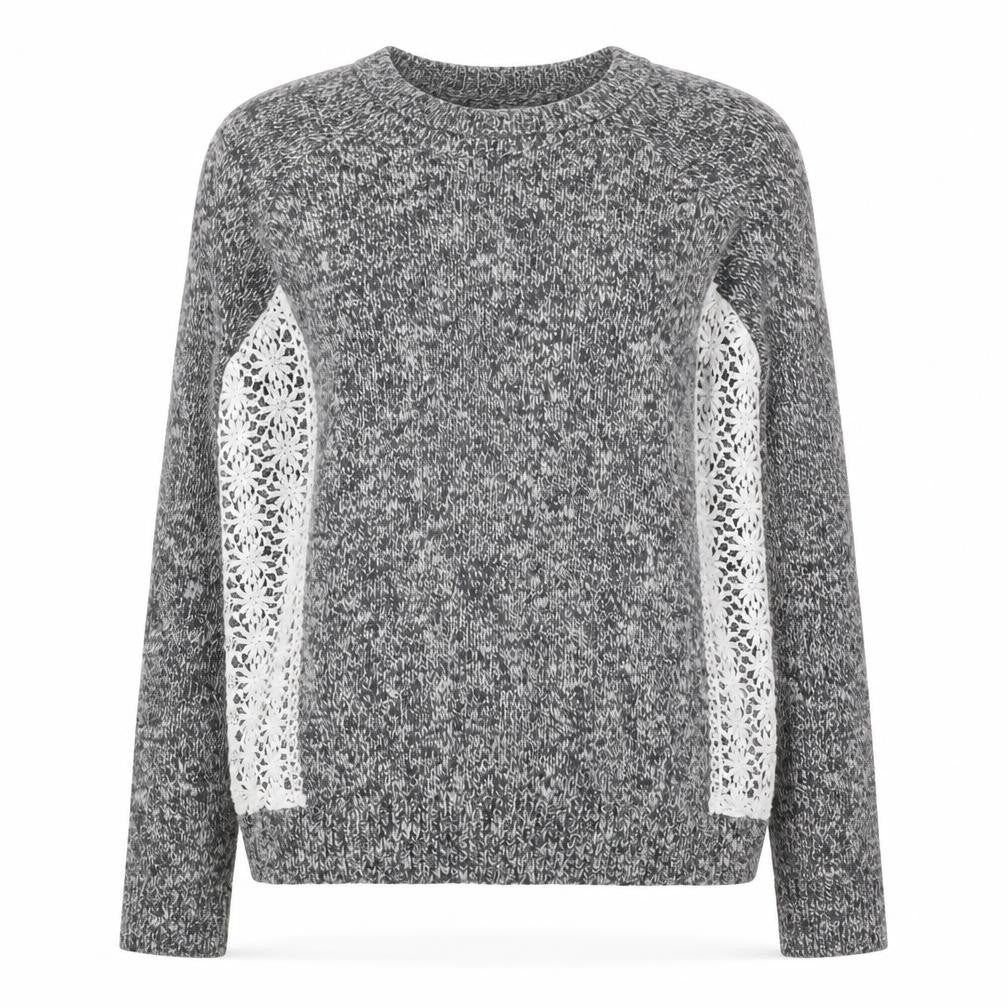 Abercrombie & Fitch Women's Grey Lace Knit Pullover Jumper L