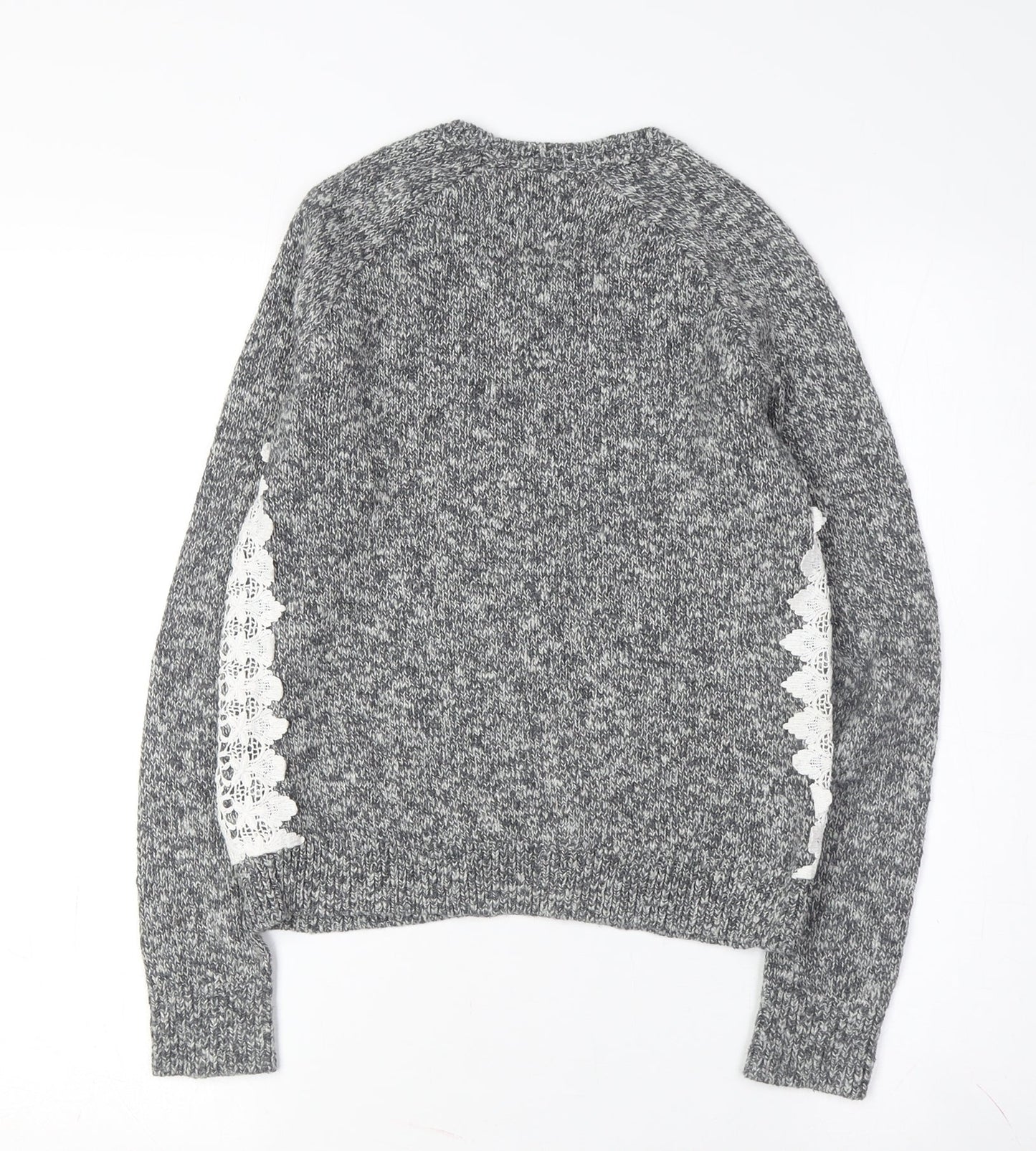 Abercrombie Women's Grey Lace Knit Pullover Jumper L