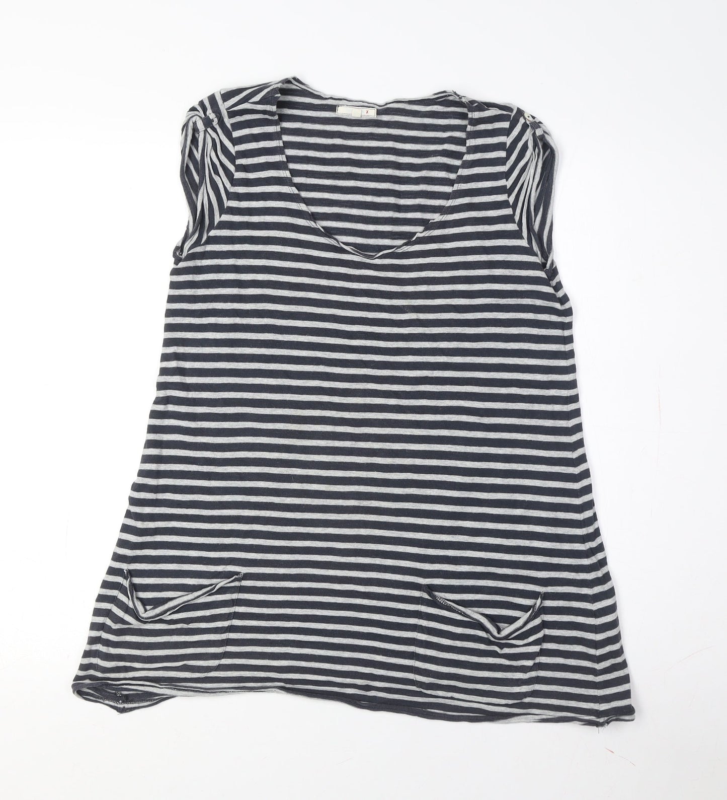 White Stuff Women's Black Striped Sleeveless T-Shirt XS