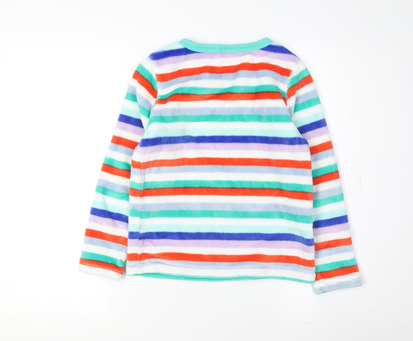 Lands' End Boys Multicoloured Striped Fleece Pullover Sweatshirt