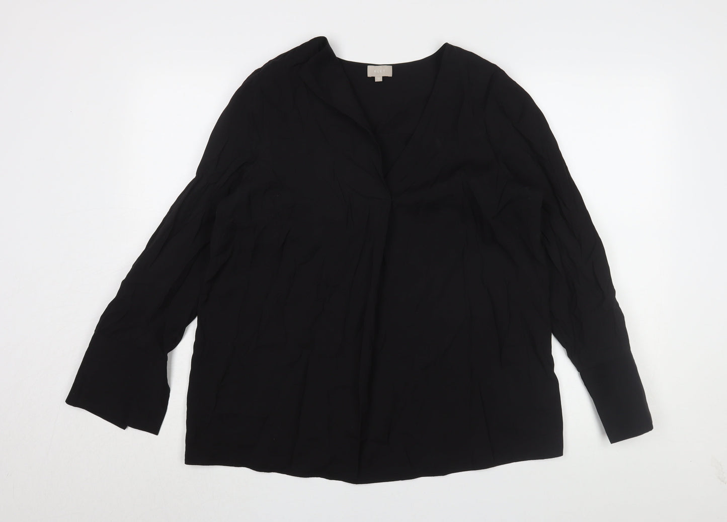 KLEY Women's Black Blouse Size 12 V-Neck Long Sleeve