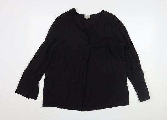 KLEY Women's Black Blouse Size 12 V-Neck Long Sleeve