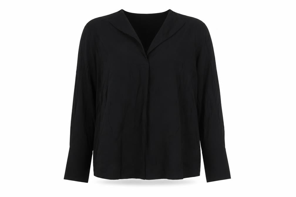 KLEY Women's Black Blouse Size 12 V-Neck Long Sleeve